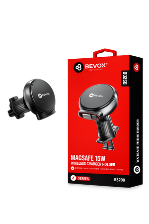 Bevox Magsafe 15W wireless charger holder with packaging on a white background